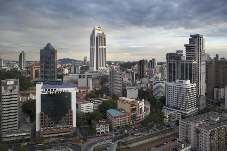 Bird's eye view of Kuala Lumpur city skyscrapers