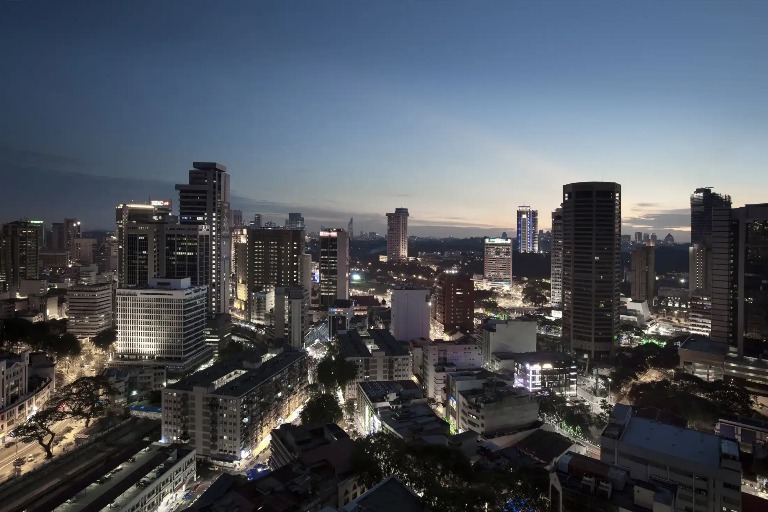 Aerial view of Kuala Lumpur city during the night