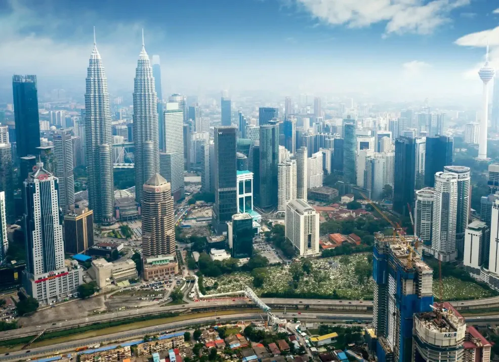 A bird's eye view of  Kuala Lumpur city skyscrapers