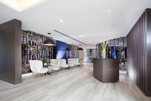 Wide-angle view of stylish lobby seating at Silka Cheras Hotel