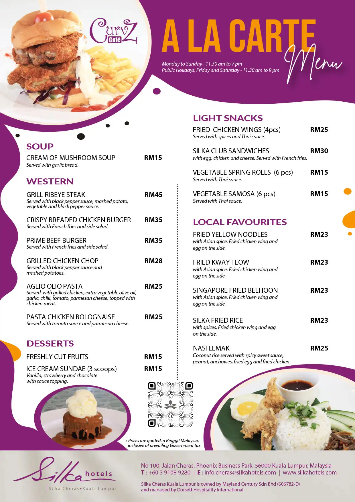 A-la-carte menu at Silka Cheras