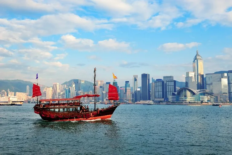 Scenic boat trip at Victoria Harbour in Hong Kong