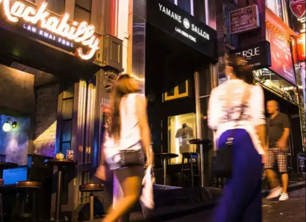 Nightclubs and western-styled restaurants in Lan Kwai Fong, Central