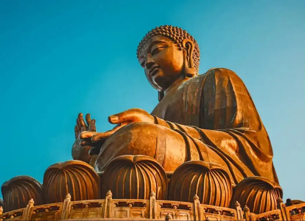 Aerial view of Big Buddha statue in Hong Kong