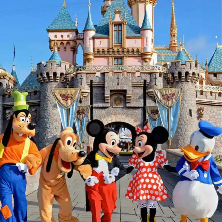 Mickey and friends in front of Hong Kong Disneyland