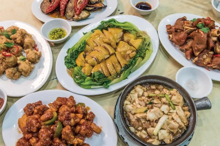 A diverse mix of meat-based Hong Kong cuisine