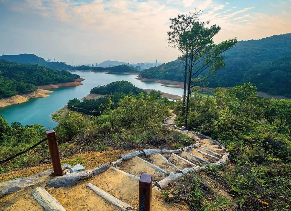 Walking trail at Tai Lam Chung Reservoir in Hong Kong