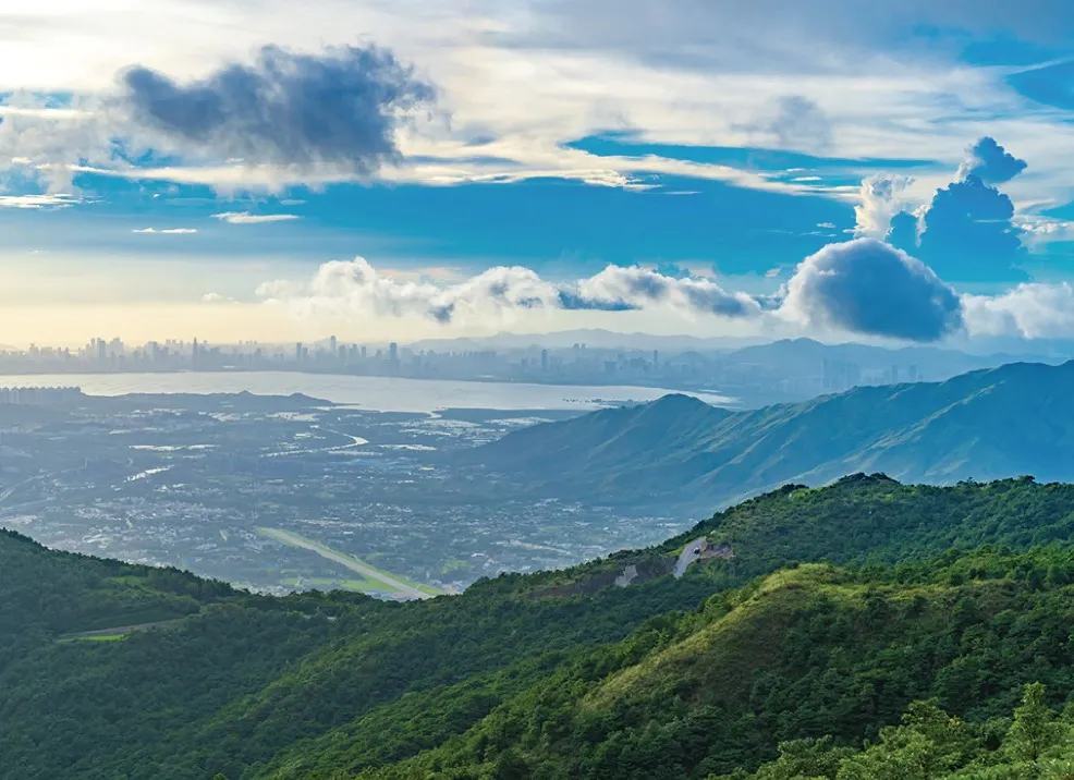 Panaromic view of Tai Lam Chung Reservoir in Hong Kong