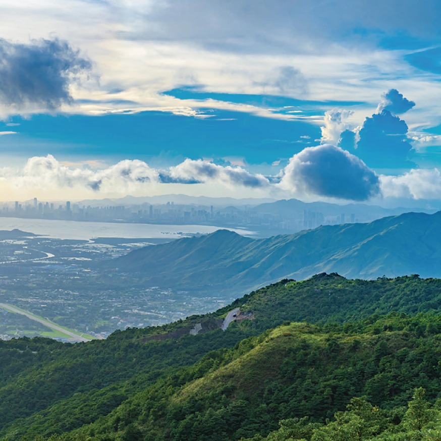 Panaromic view of Tai Lam Chung Reservoir in Hong Kong