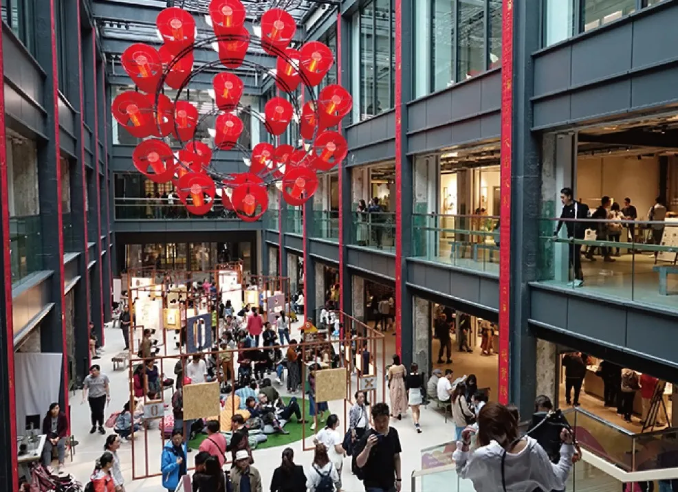 Throngs of people at The Mills in Tsuen Wan