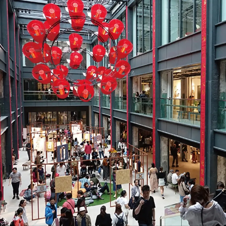 Throngs of people at The Mills in Tsuen Wan