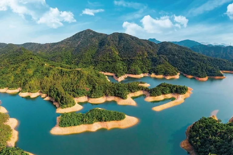 Aerial view of Tai Lam Chung Reservoir in Hong Kong